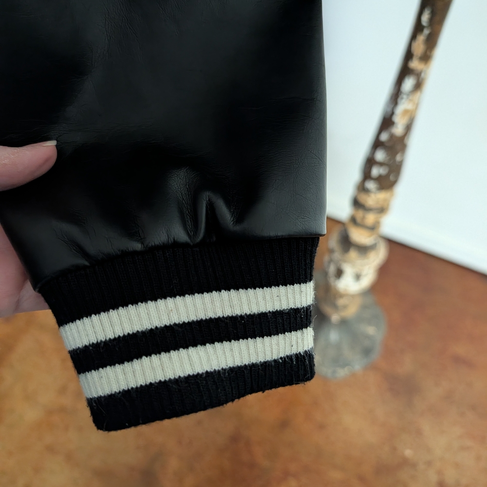 Forever 21 Black Varsity Jacket with Leather Accents - Picture 6 of 8